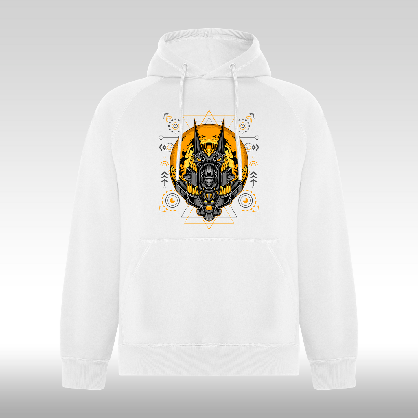 Hanorac alb personalizat urban "Galactic Anubis" streetwear
