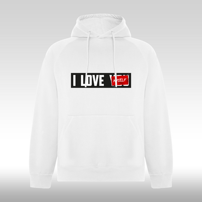 Hanorac alb personalizat urban "I love Myself" streetwear
