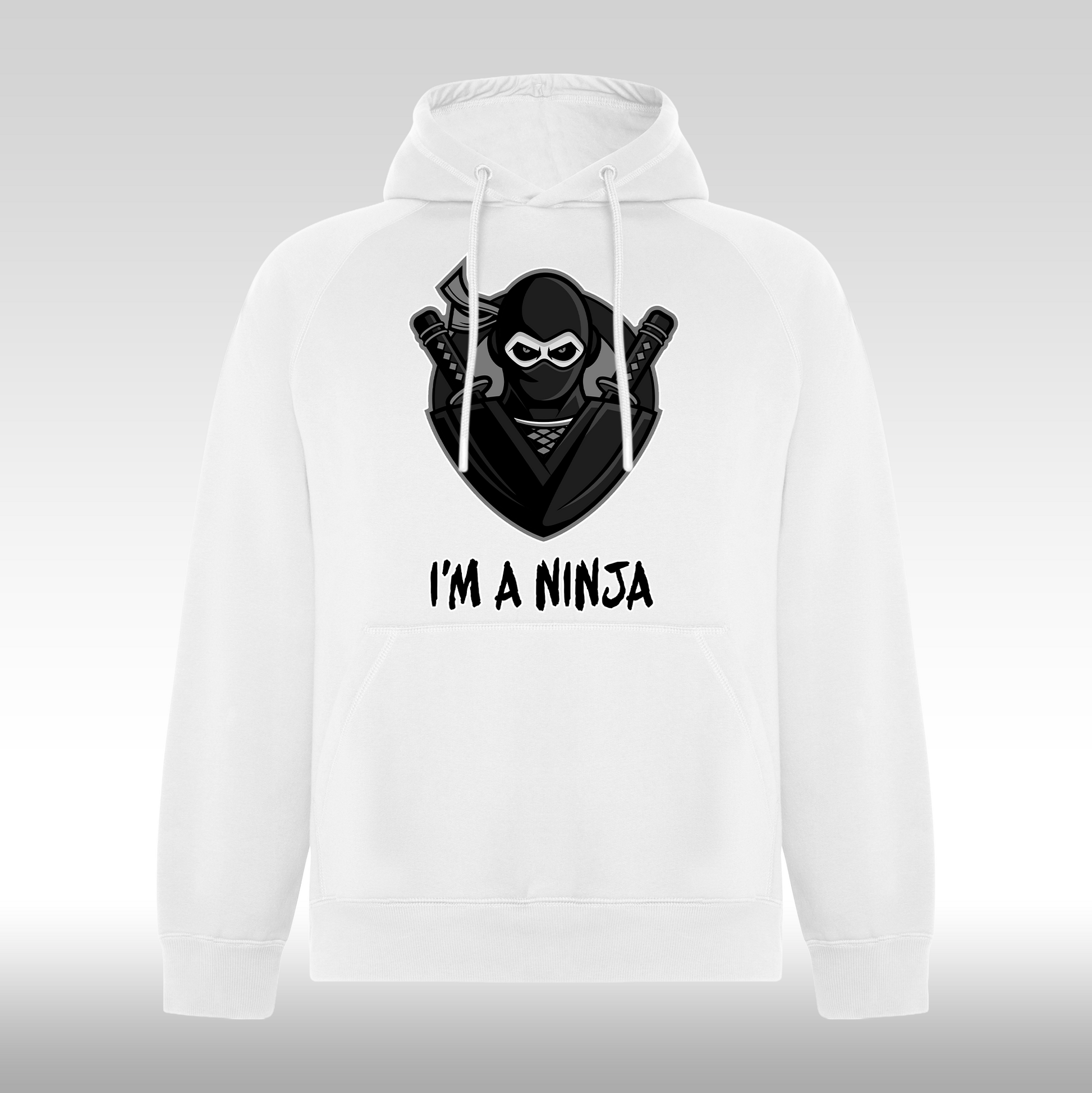 Hanorac alb personalizat urban "I'm A Ninja" streetwear
