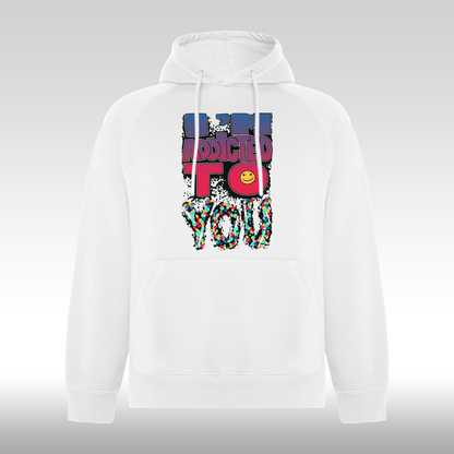 Hanorac alb personalizat urban "I'm Addicted To You" streetwear
