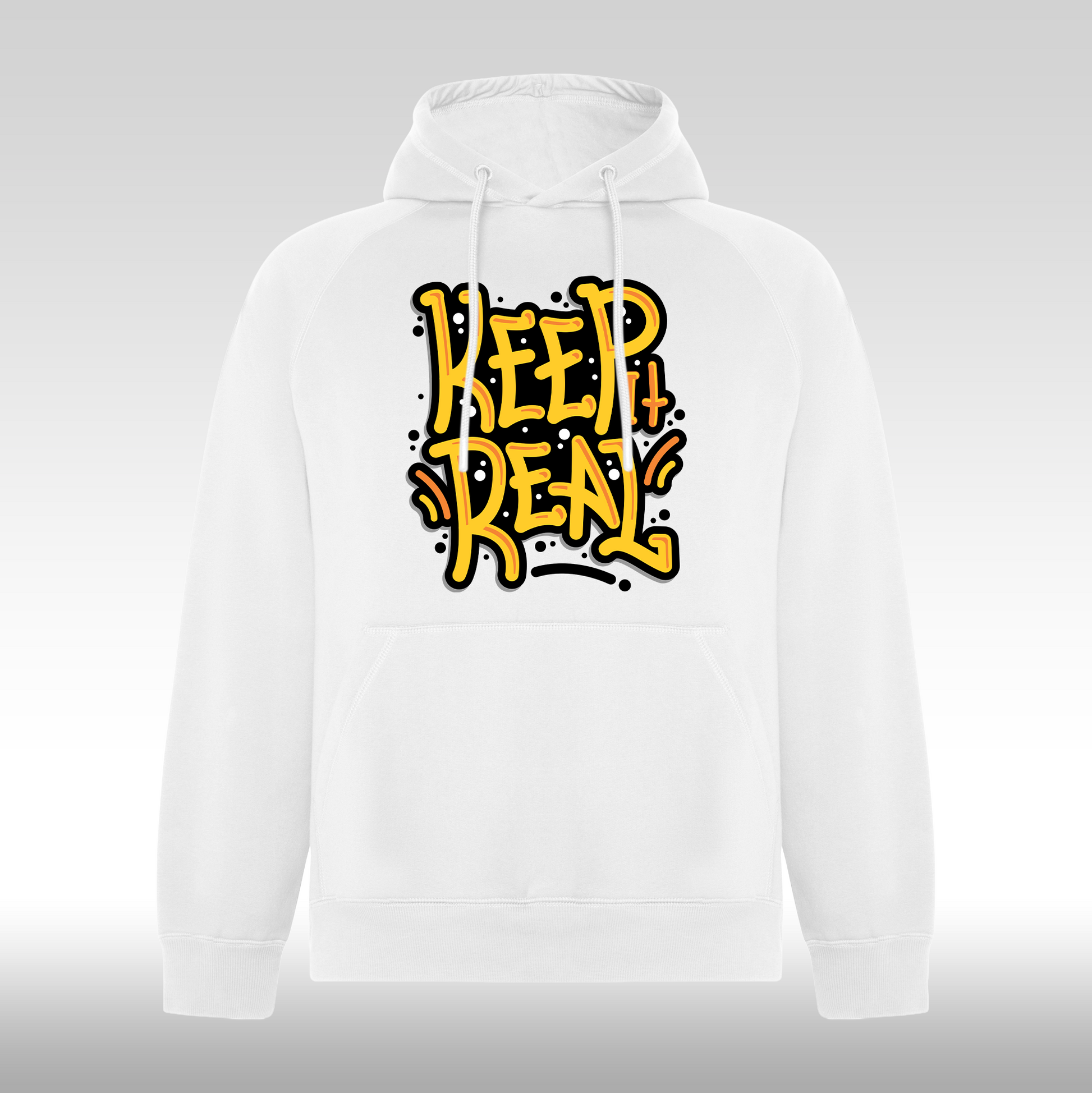 Hanorac alb personalizat urban "Keep It Real" streetwear
