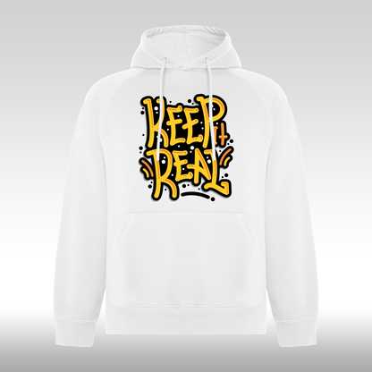 Hanorac alb personalizat urban "Keep It Real" streetwear
