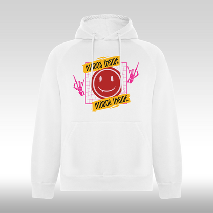 Hanorac alb personalizat urban "Kiddos Inside" streetwear
