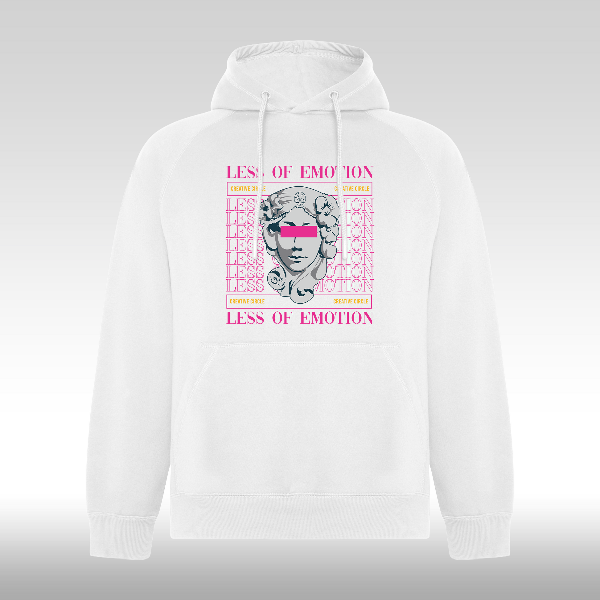 Hanorac alb personalizat urban "Less Of Emotion" streetwear
