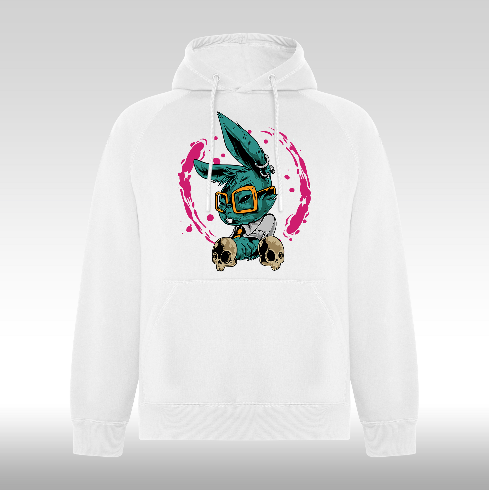 Hanorac alb personalizat urban "Mad Rabbit" streetwear
