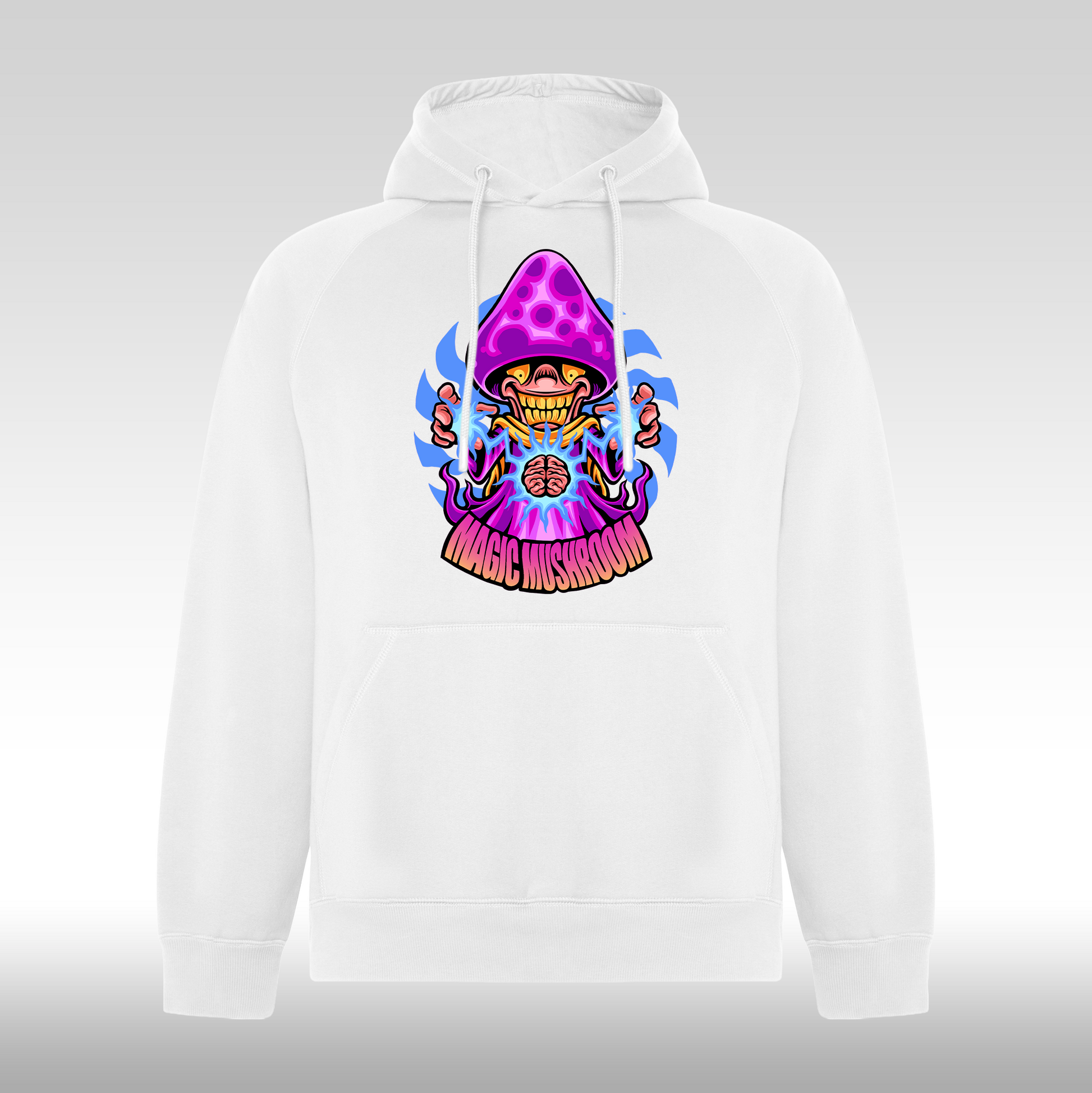 Hanorac alb personalizat urban "Magic Mushroom" streetwear
