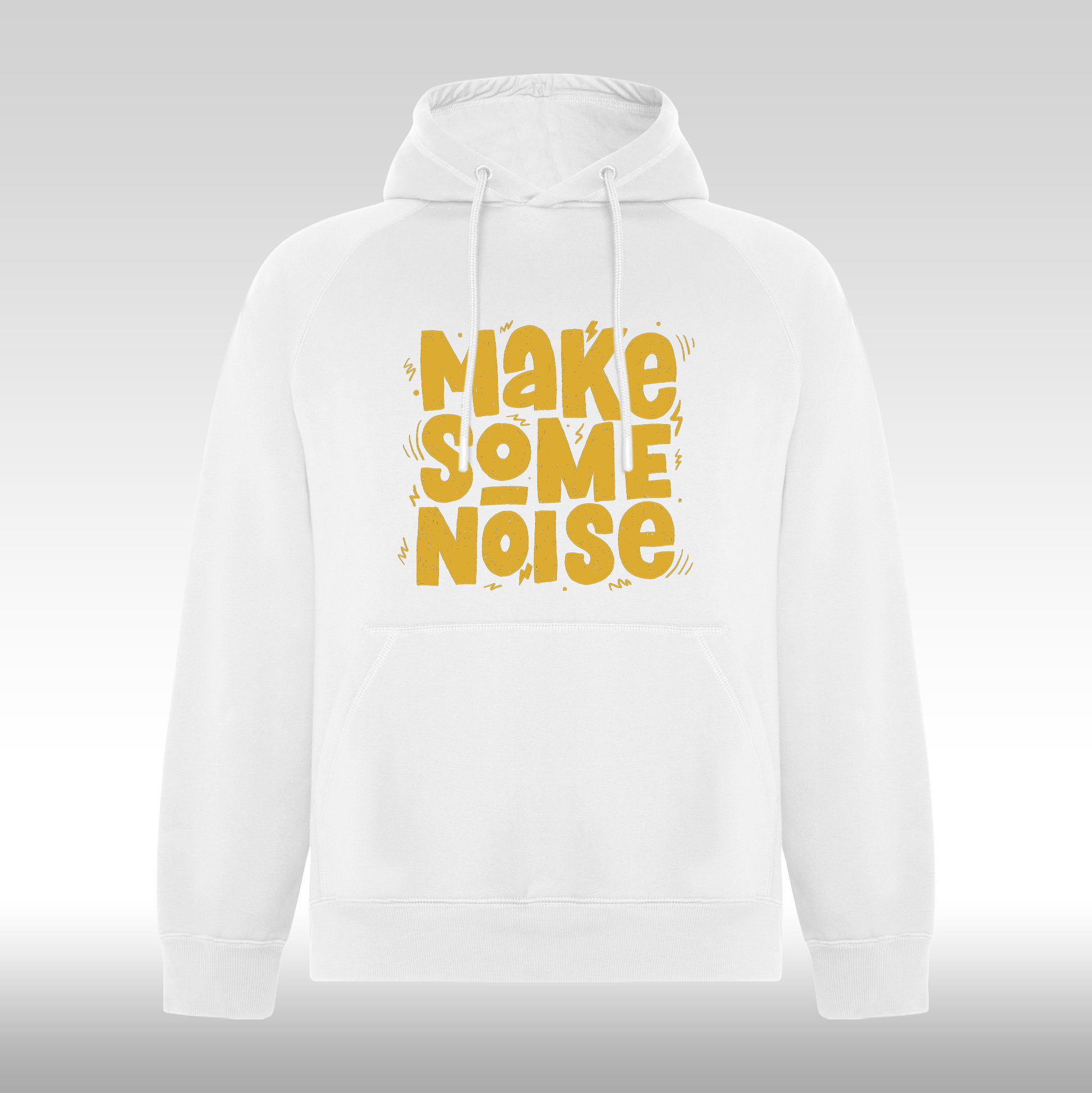 Hanorac alb personalizat urban "Make Some Noise Gold" streetwear
