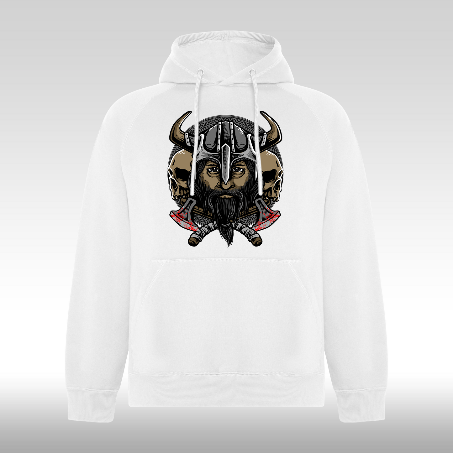 Hanorac alb personalizat urban viking  "Norse Fury" streetwear
