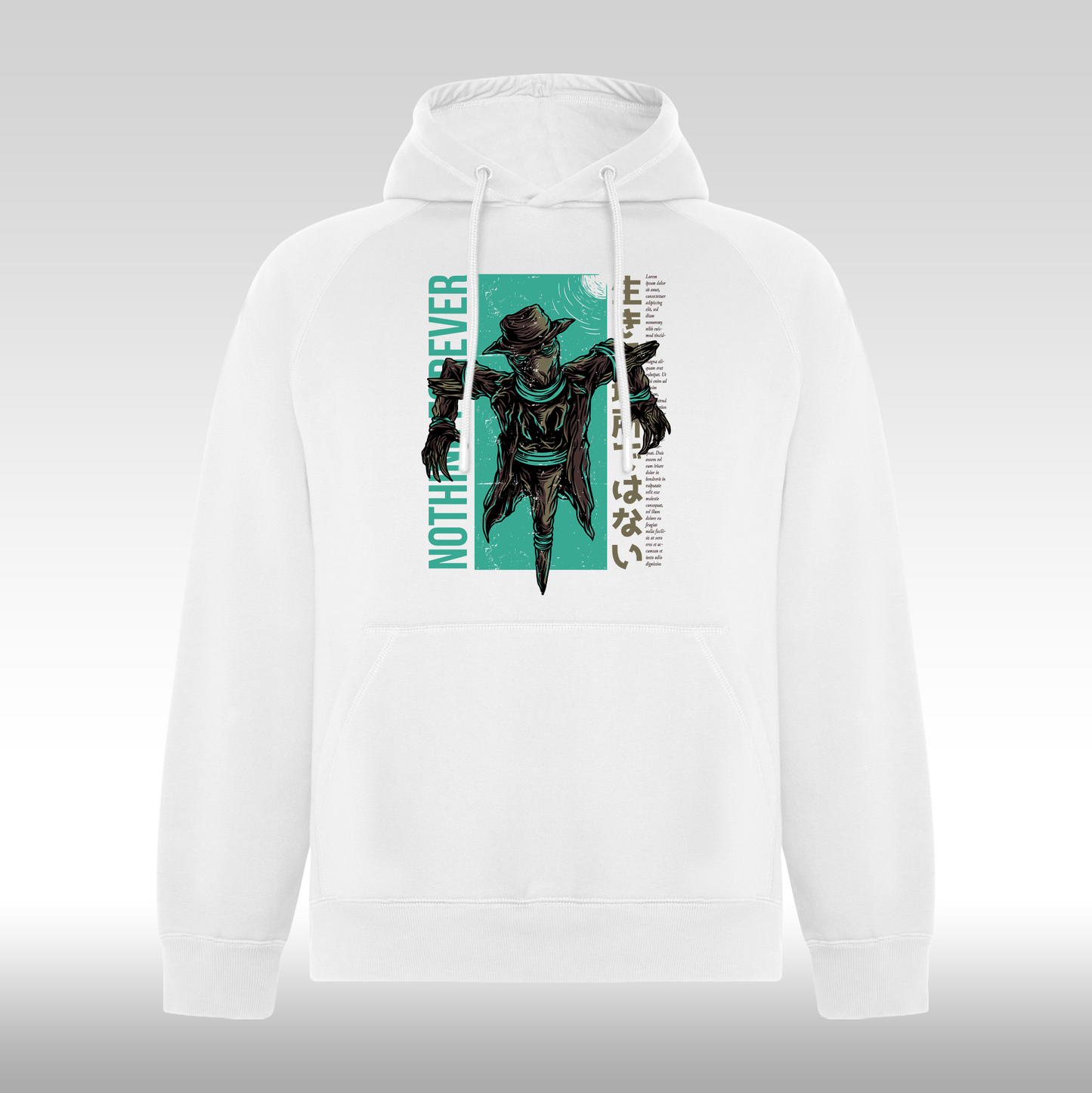 Hanorac alb personalizat urban "Nothing Forever" streetwear
