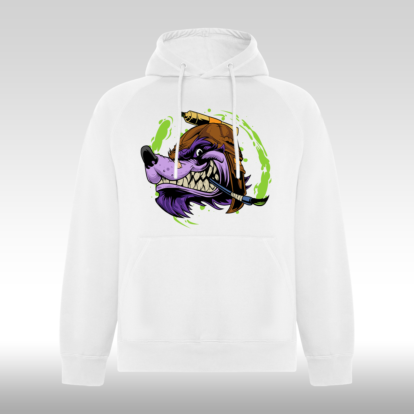 Hanorac alb personalizat urban "Roaring Beast" streetwear
