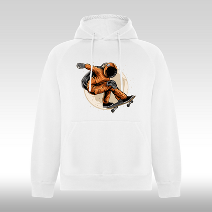 Hanorac alb personalizat urban "Skateboarding Astronaut" streetwear

