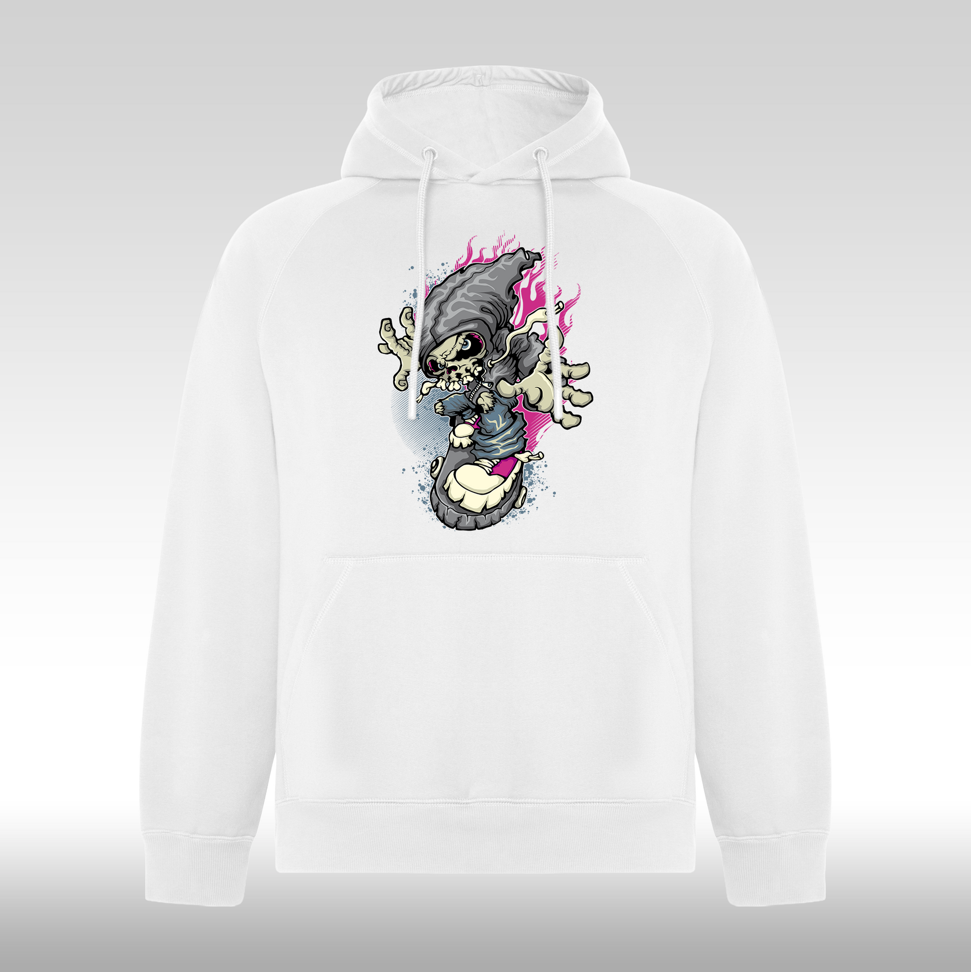 Hanorac alb personalizat urban "Spectral Blaze" streetwear
