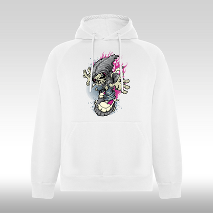 Hanorac alb personalizat urban "Spectral Blaze" streetwear
