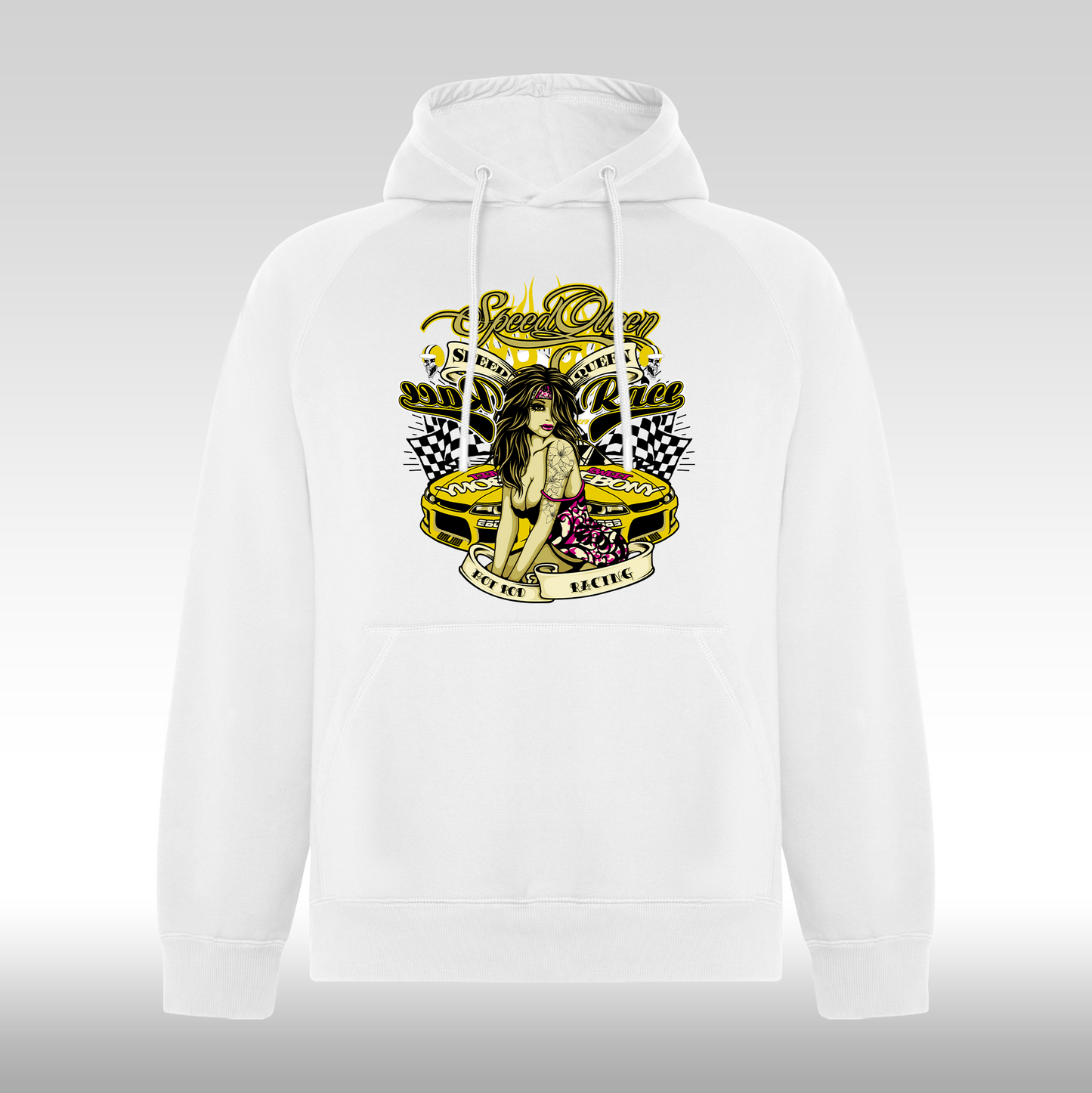 Hanorac alb personalizat urban "Speed Queen" streetwear
