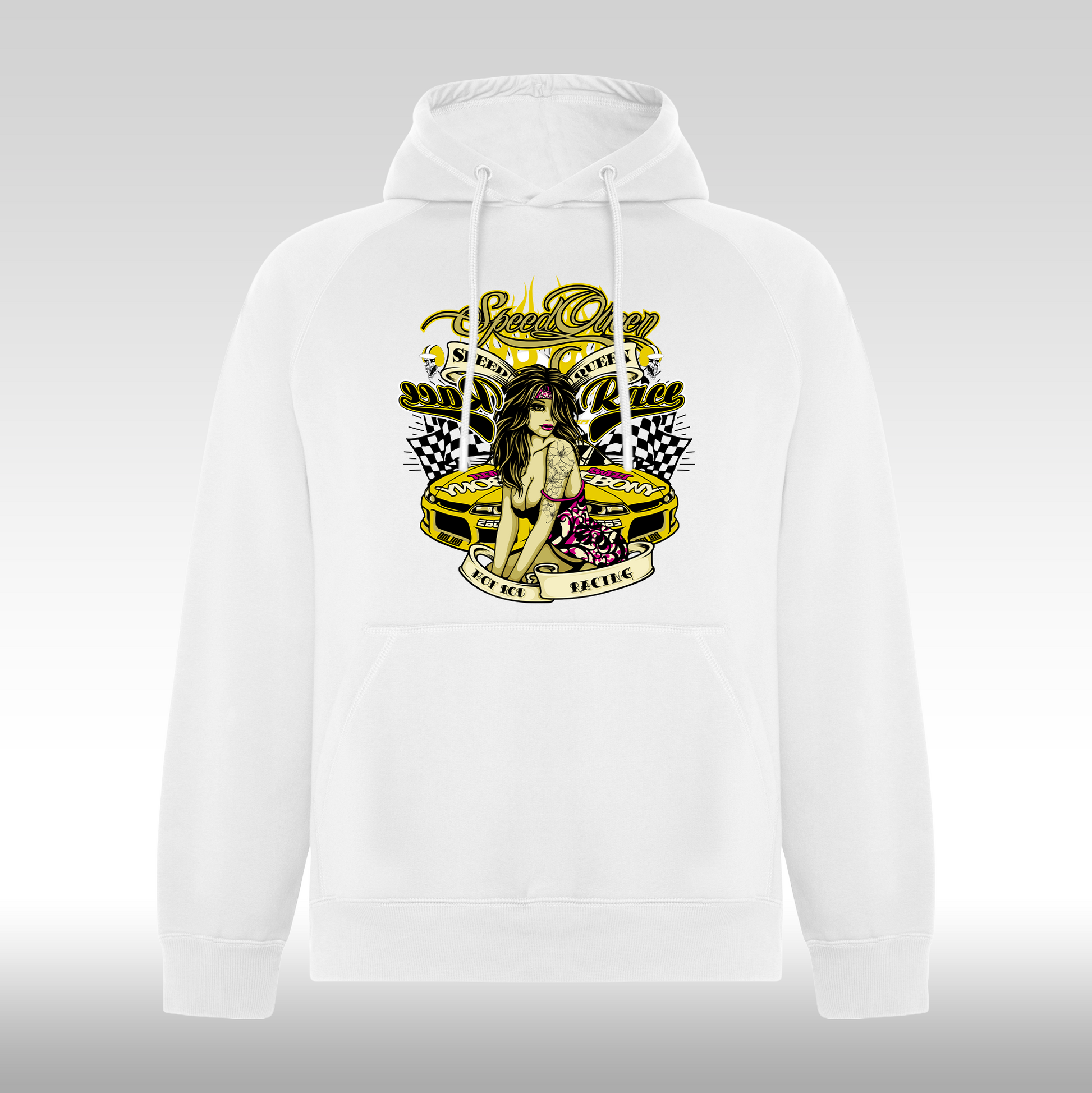 Hanorac alb personalizat urban "Speed Queen" streetwear
