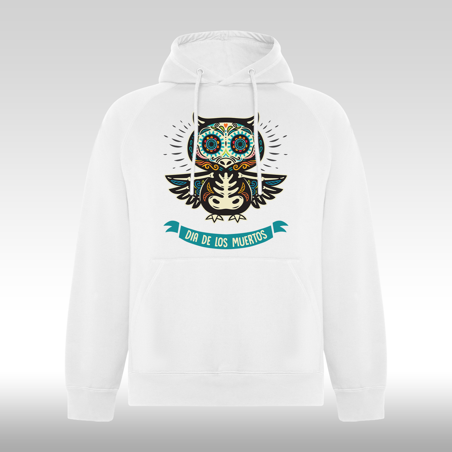 Hanorac alb personalizat urban  bufnita "Dia De Los Muertos" streetwear
