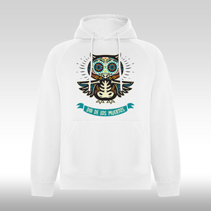 Hanorac alb personalizat urban  bufnita "Dia De Los Muertos" streetwear
