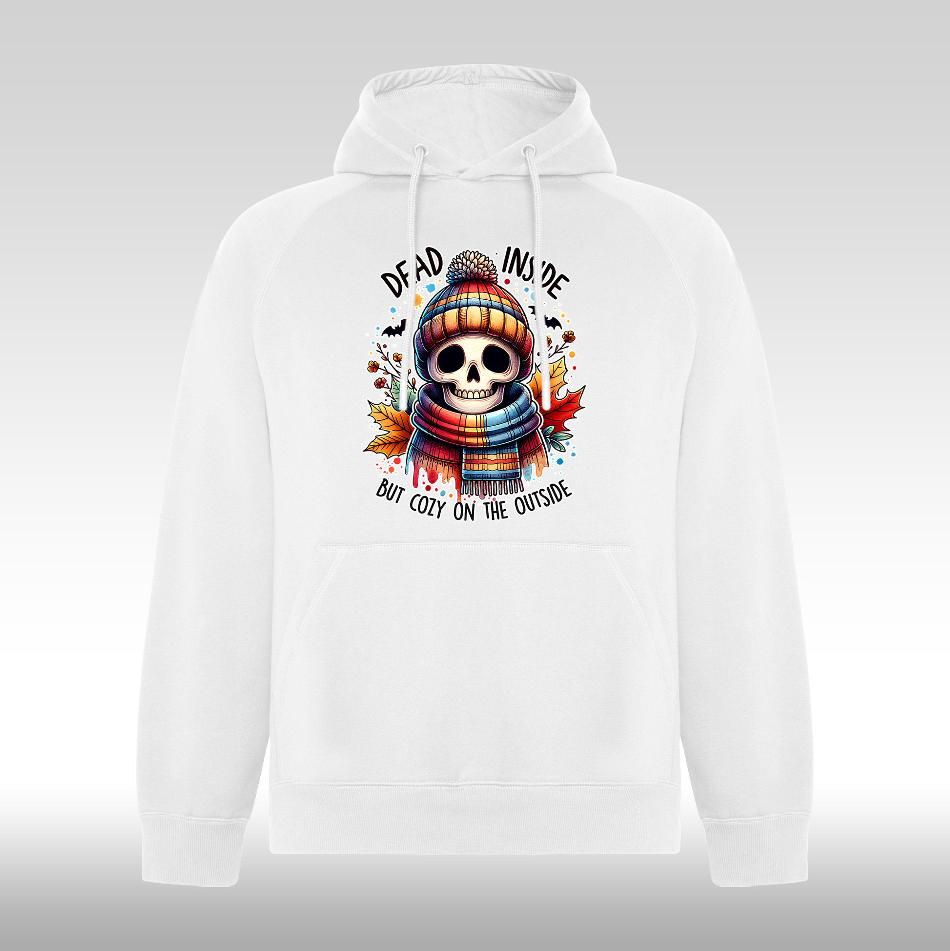 Hanorac alb personalizat urban toamna  "Dead Inside, But Cozy On The Outside" streetwear
