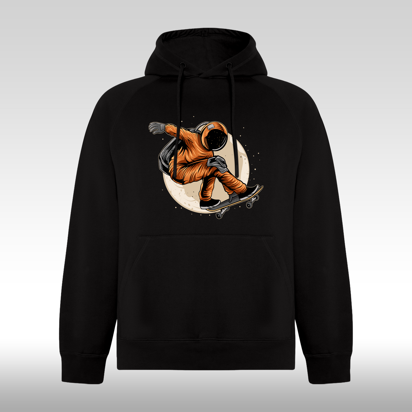Hanorac negru personalizat urban "Skateboarding Astronaut" streetwear
