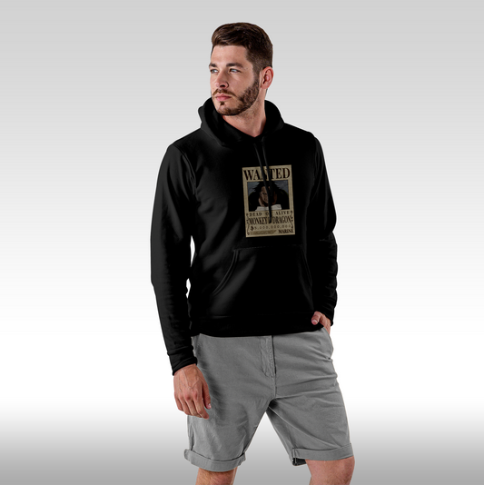 Hanorac negru personalizat Fata Barbat urban "WANTED : Monkey D Dragon" streetwear
