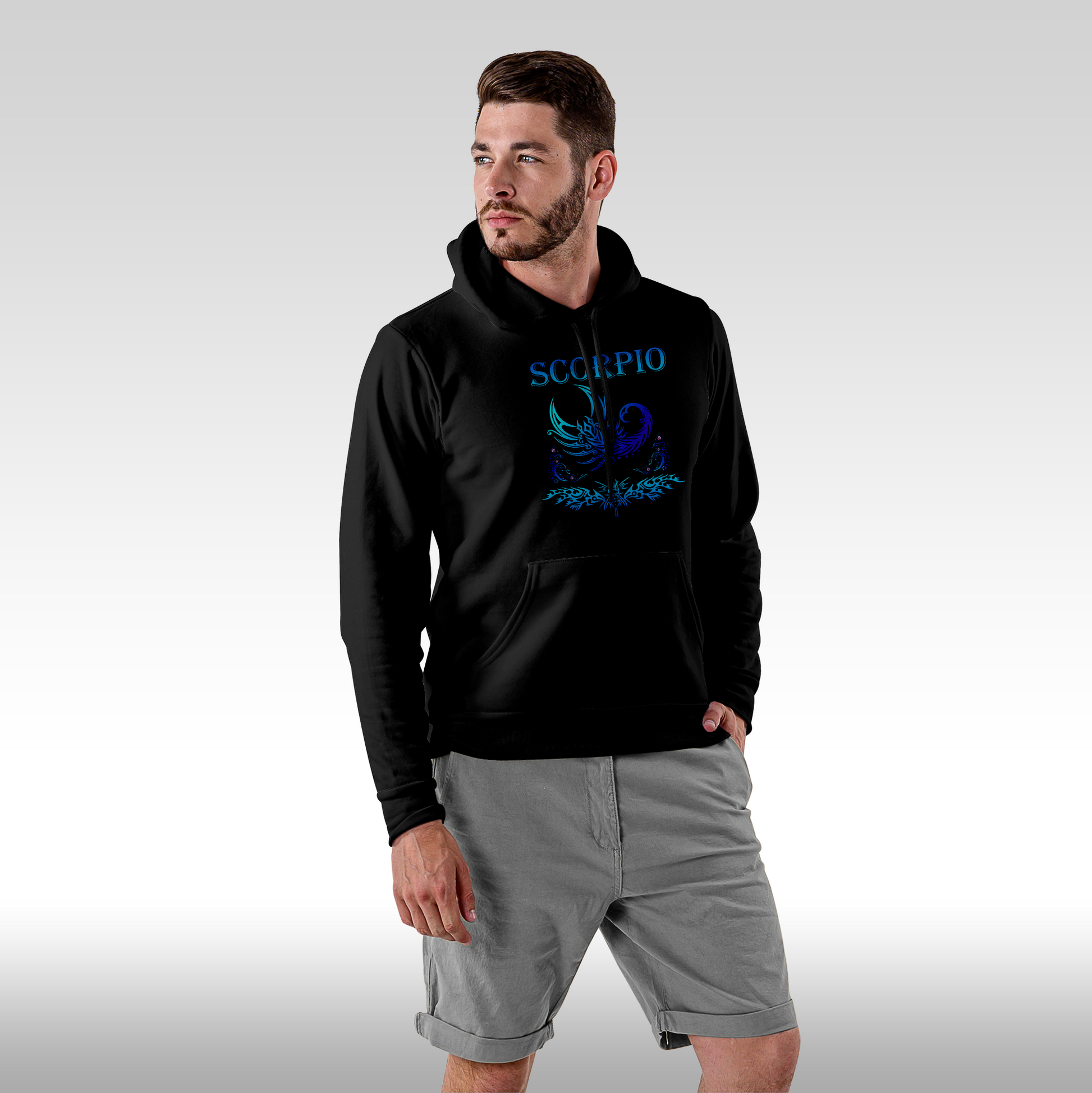 Hanorac negru personalizat Fata barbat urban "Scorpio" streetwear
