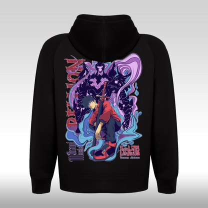 Hanorac negru personalizat Spate anime "Solo Leveling Sung Ji Woo" streetwear