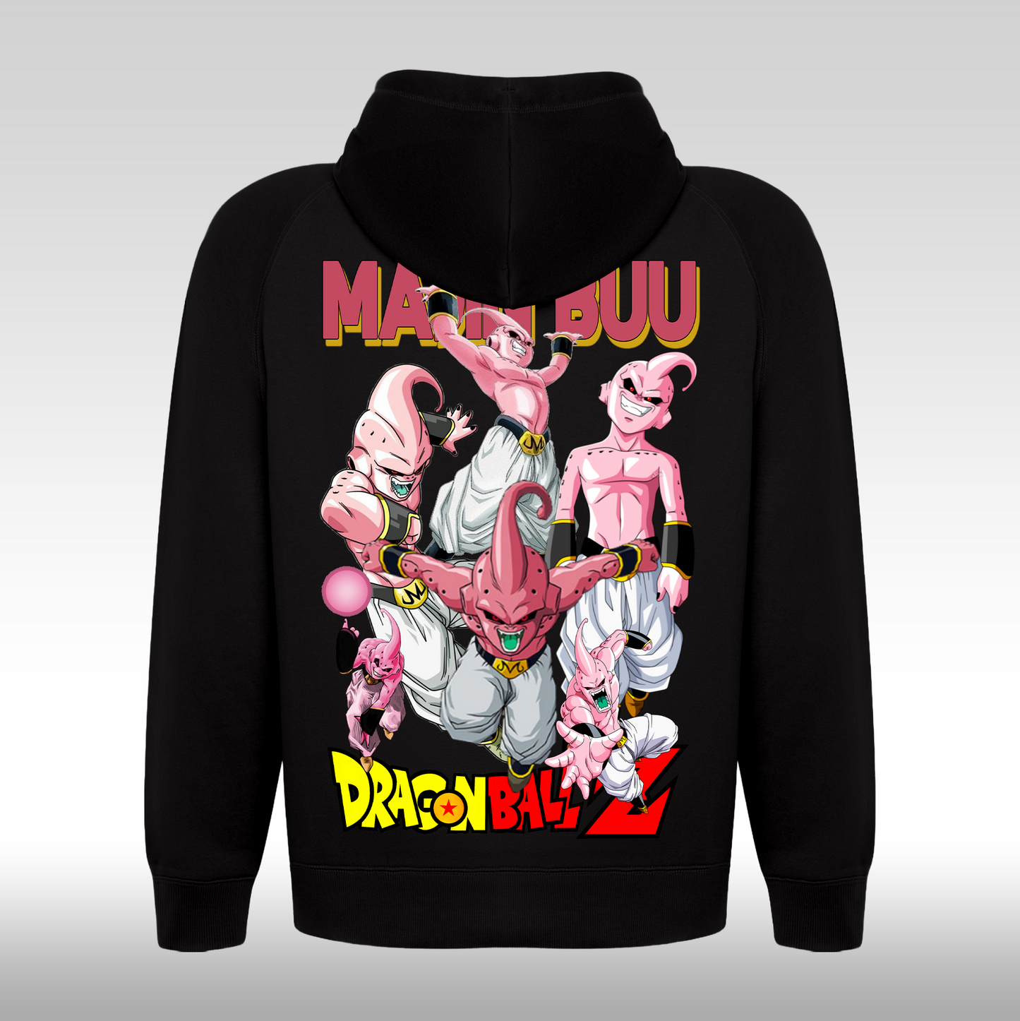 Hanorac negru personalizat Spate anime "Majin Buu" streetwear