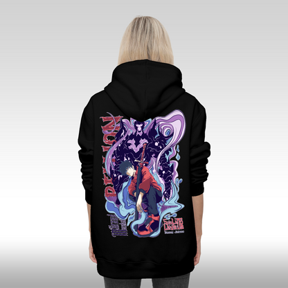 Hanorac negru personalizat Spate Dama anime "Solo Leveling Sung Ji Woo" streetwear