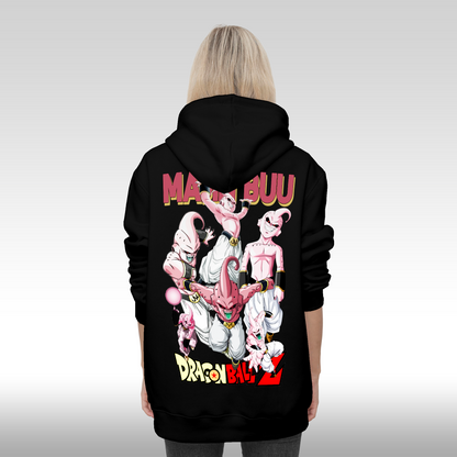 Hanorac negru personalizat Spate Dama anime "Majin Buu" streetwear