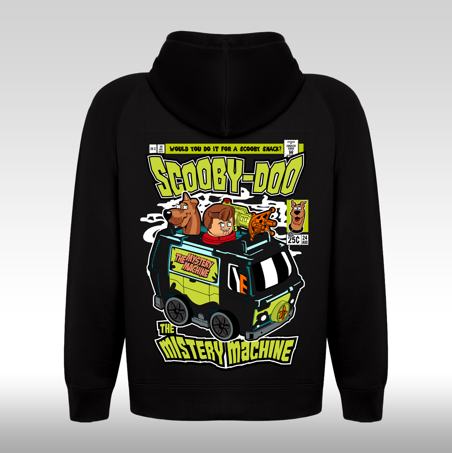 Hanorac negru personalizat Spate urban "Scooby-Doo" streetwear
