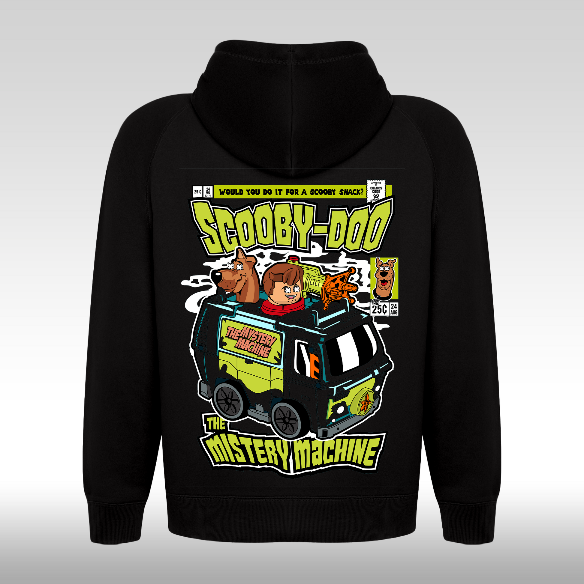 Hanorac negru personalizat Spate urban "Scooby-Doo" streetwear
