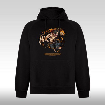 Hanorac negru personalizat anime "Portgas D. Ace" streetwear
