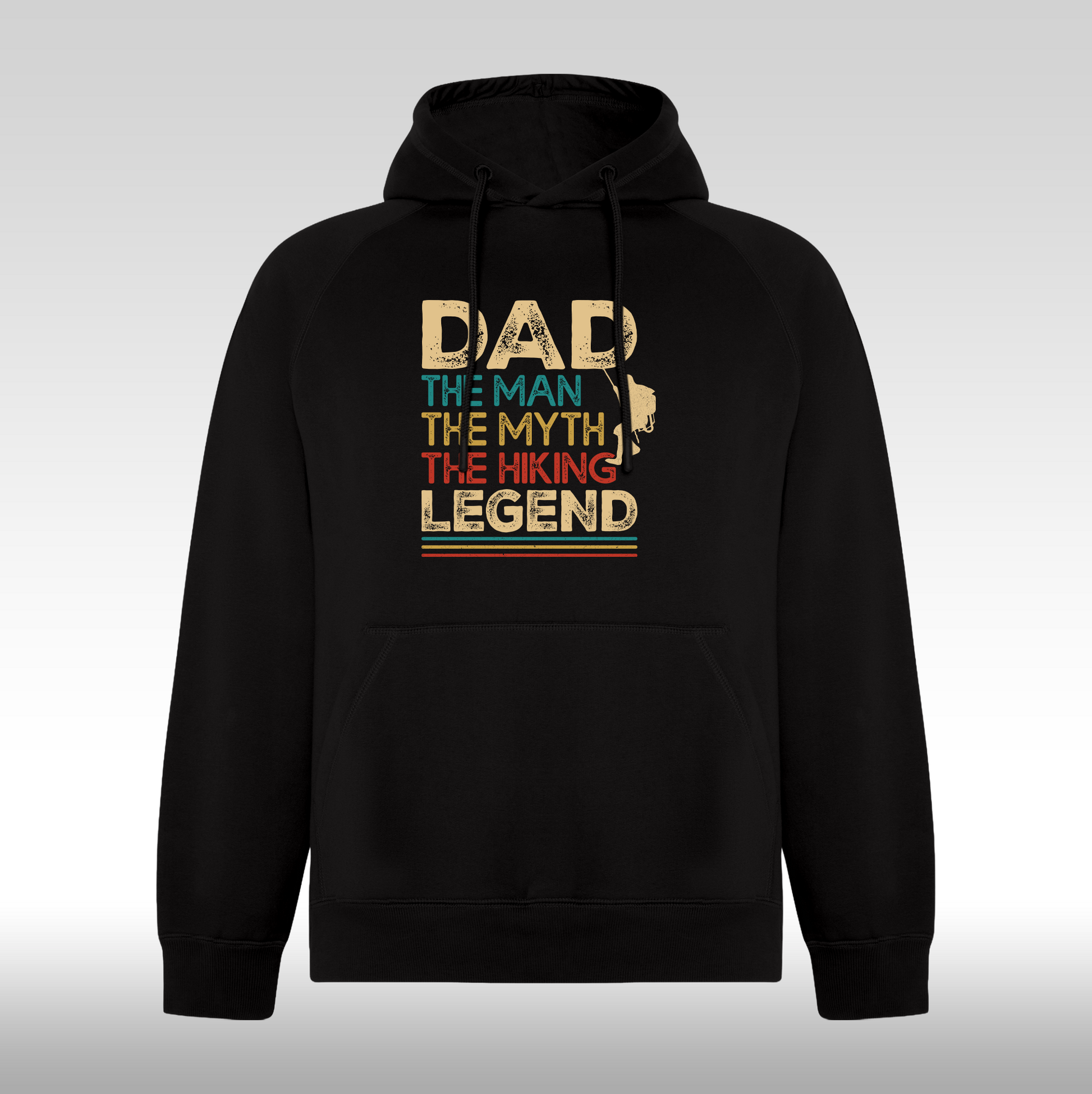 Hanorac negru personalizat Fata Barbat tata "Dad, The Man, The Myth, The Hiking, Legend" streetwear
