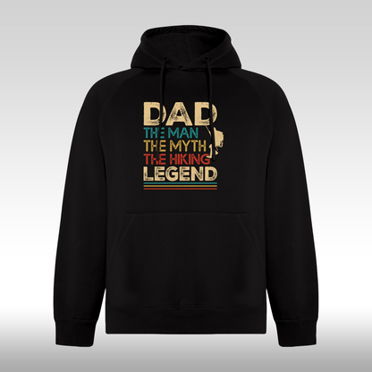 Hanorac negru personalizat Fata Barbat tata "Dad, The Man, The Myth, The Hiking, Legend" streetwear
