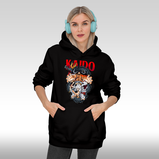 Hanorac negru personalizat Fata Dama anime "One Piece: Kaido" streetwear
