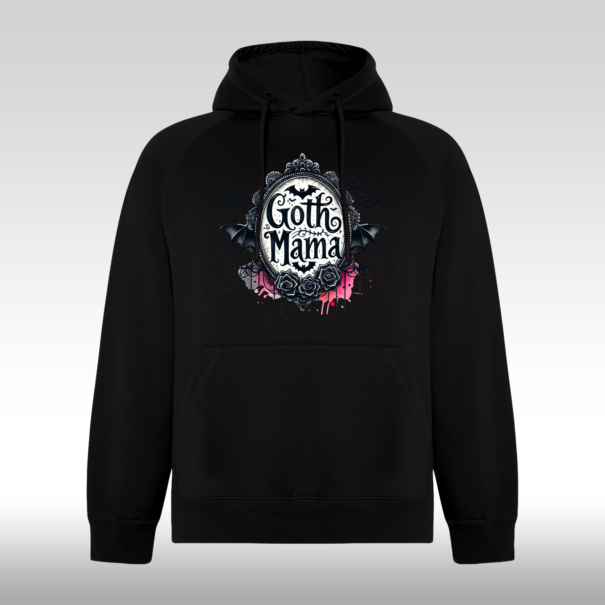 Hanorac negru personalizat Fata Dama mama "Goth Mama" streetwear
