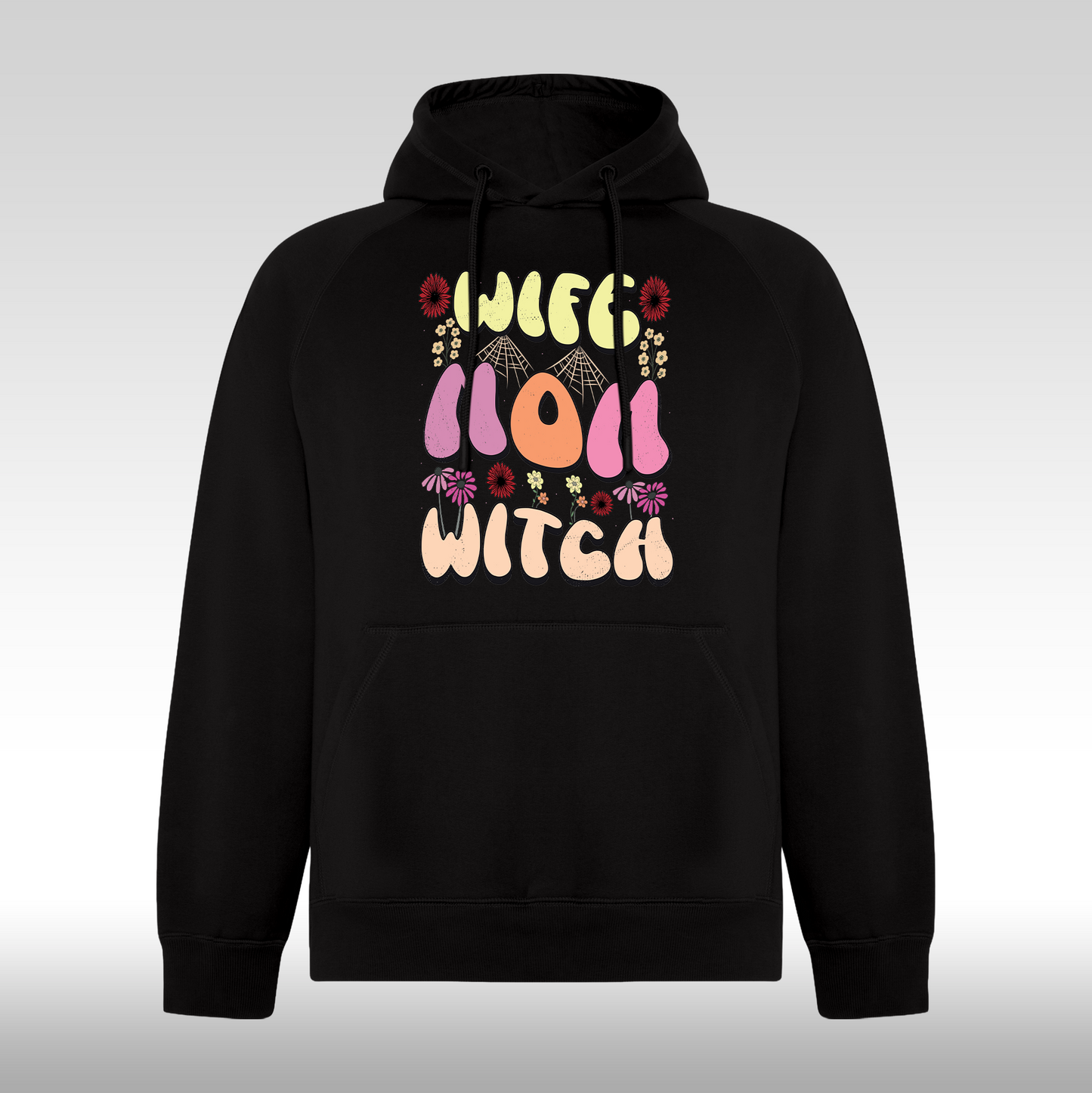Hanorac negru personalizat Dama mama "Wife, Mom, Witch" streetwear
