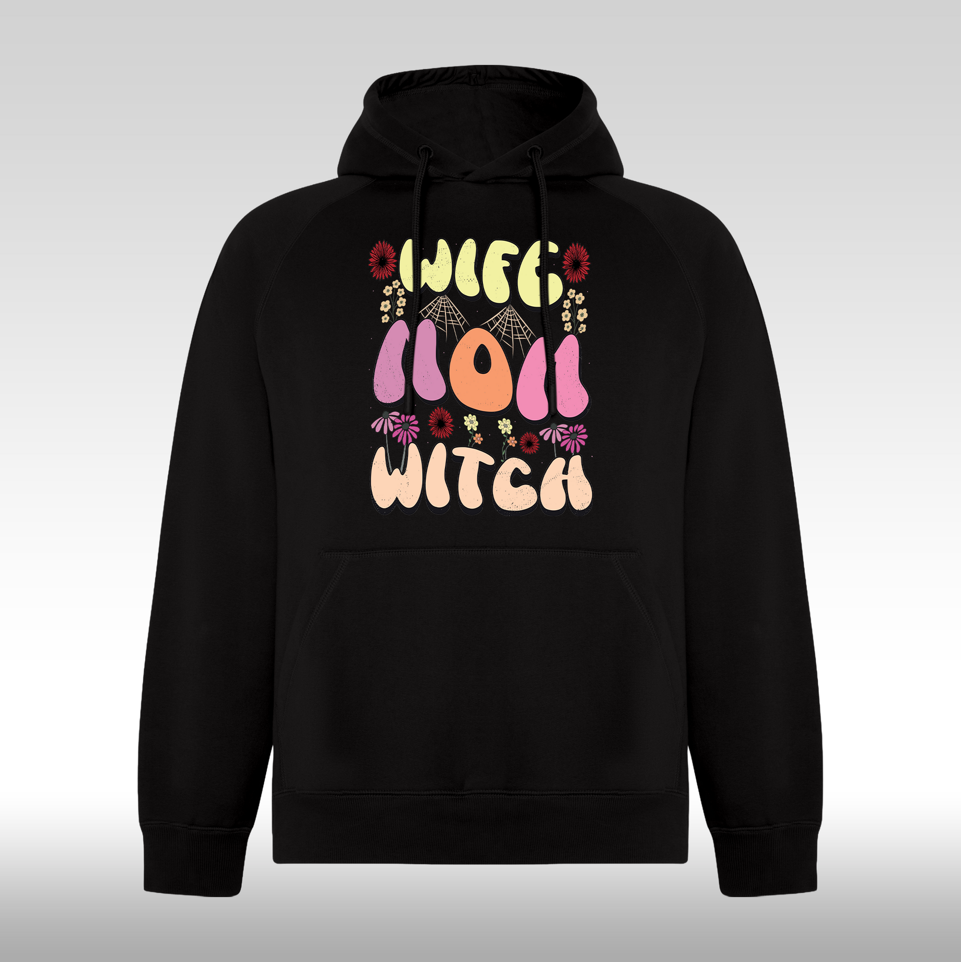 Hanorac negru personalizat Dama mama "Wife, Mom, Witch" streetwear
