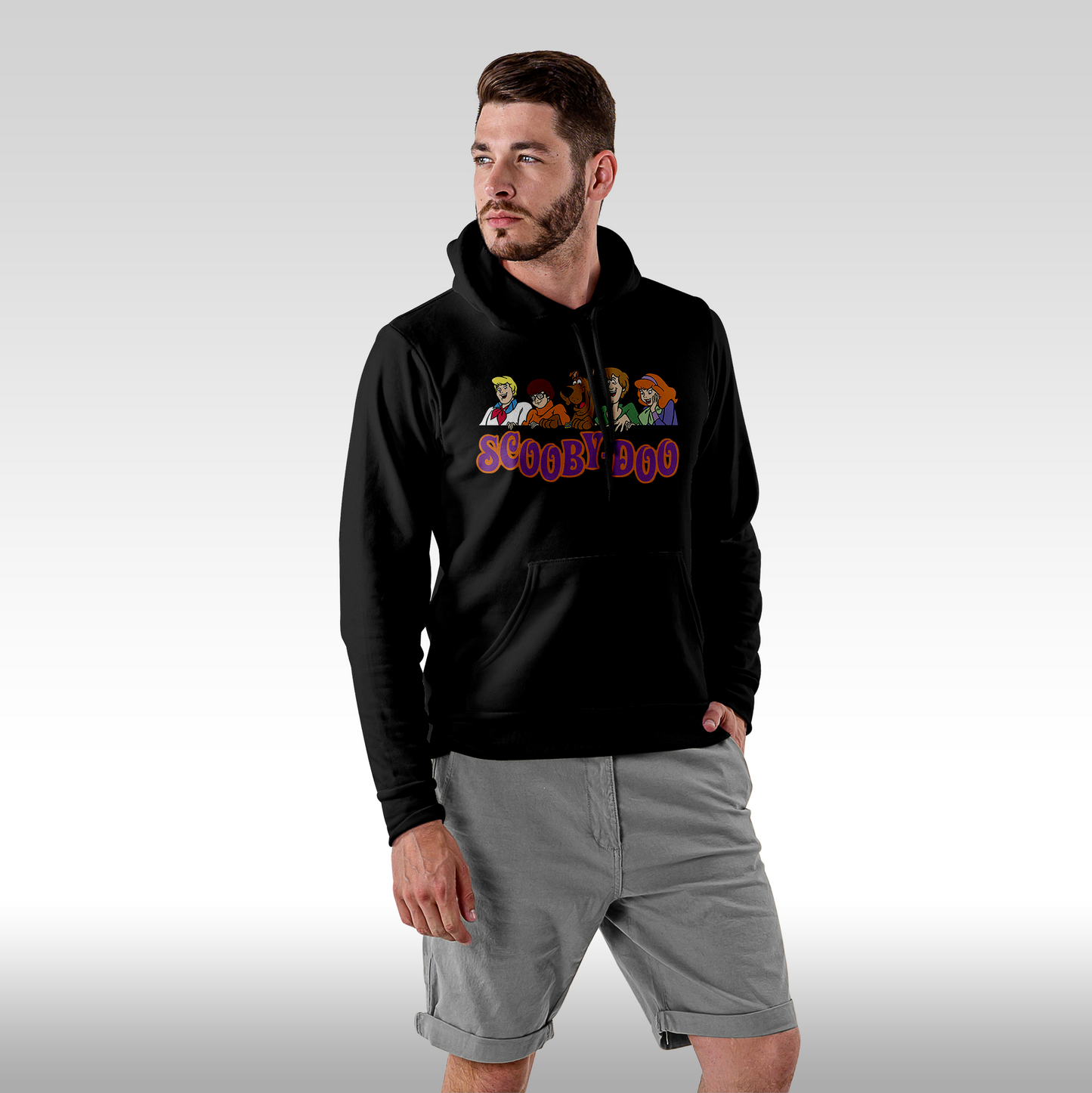 Hanorac negru personalizat fata Barbat urban "Scooby-Doo" streetwear
