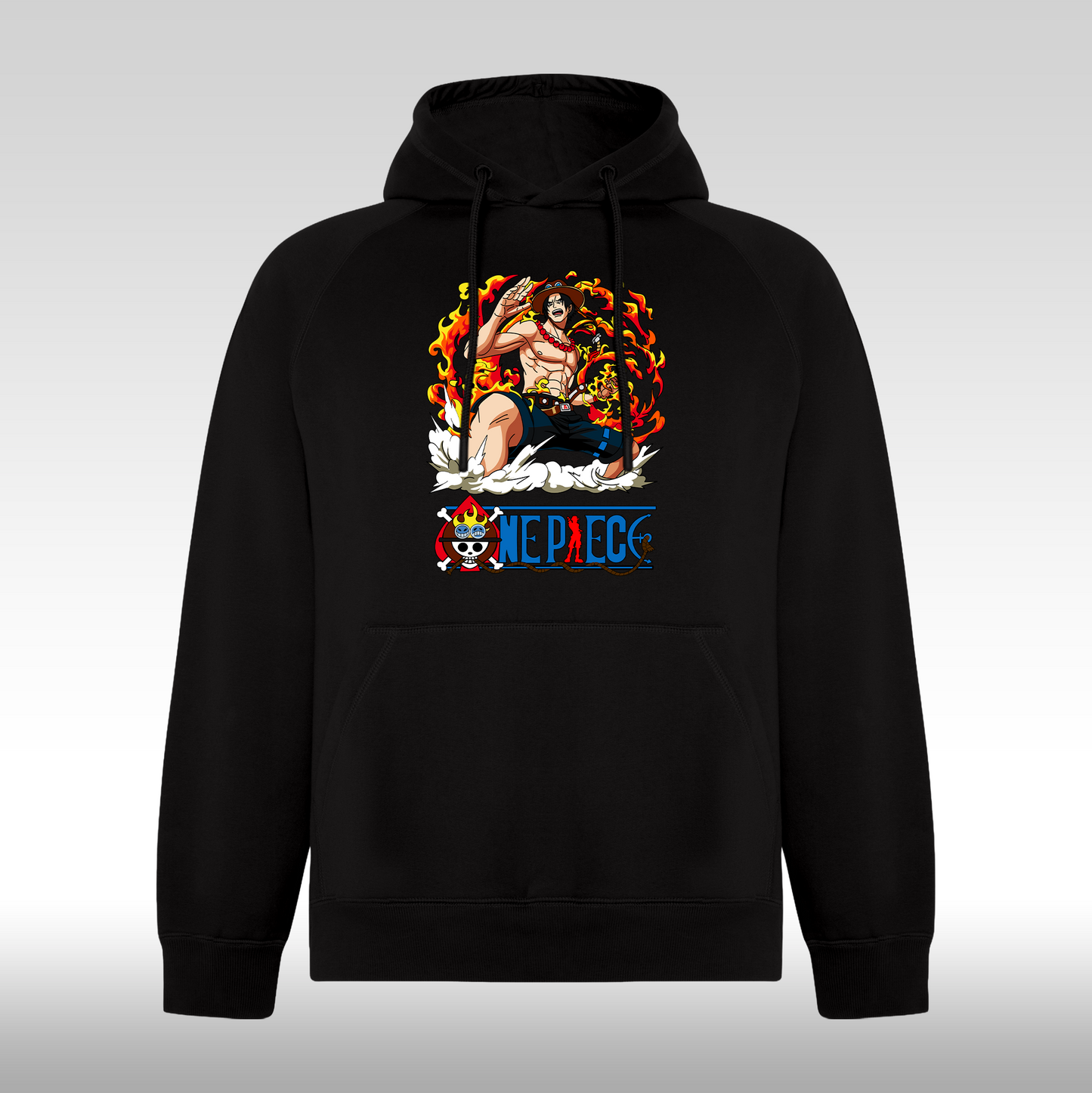 Hanorac Negru personalizat anime "Fire Monkey D. Luffy" streetwear
