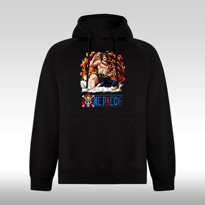Hanorac Negru personalizat anime "Fire Monkey D. Luffy" streetwear
