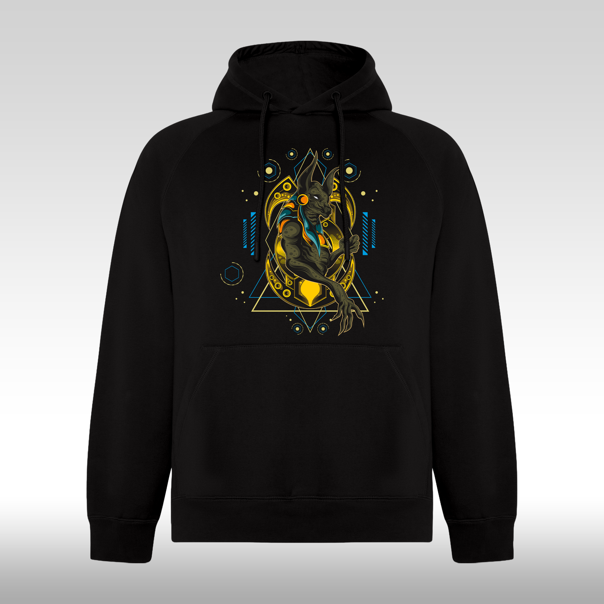 Hanorac negru vpersonalizat urban "Geometric Anubis" streetwear
