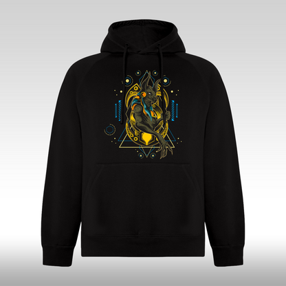 Hanorac negru vpersonalizat urban "Geometric Anubis" streetwear
