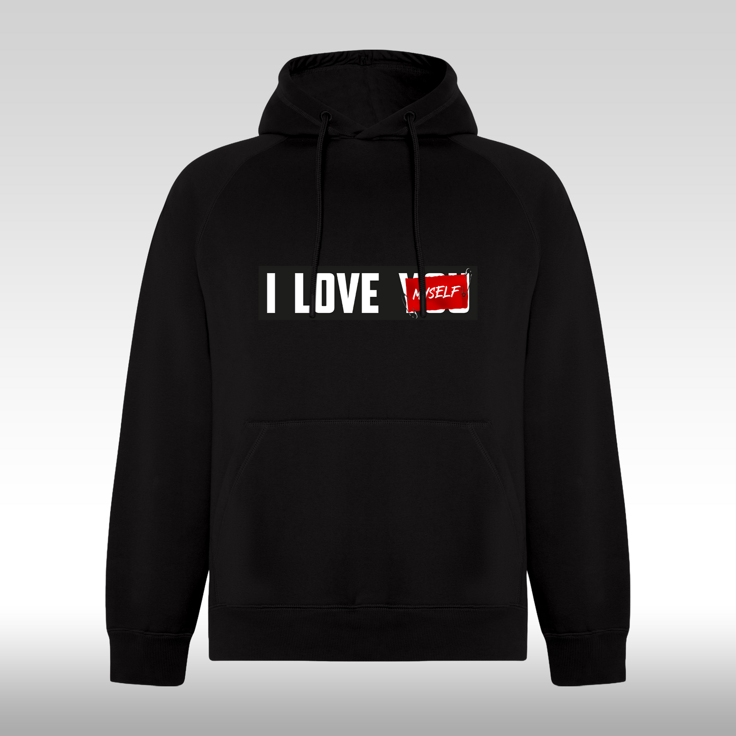 Hanorac negru personalizat urban "I love Myself" streetwear
