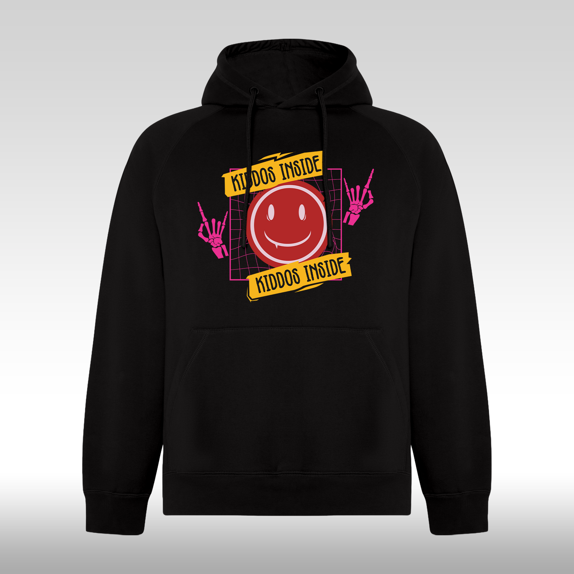 Hanorac negru personalizat Fata Dama urban "Kiddos Inside" streetwear
