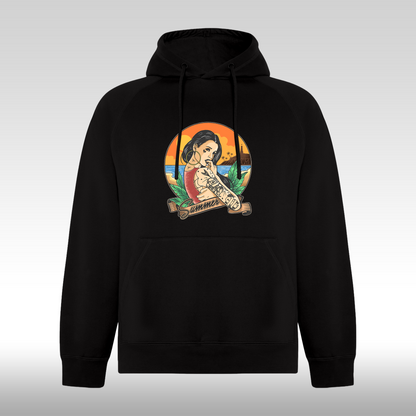 Hanorac negru personalizat urban "Summer Tattoo Girl" streetwear
