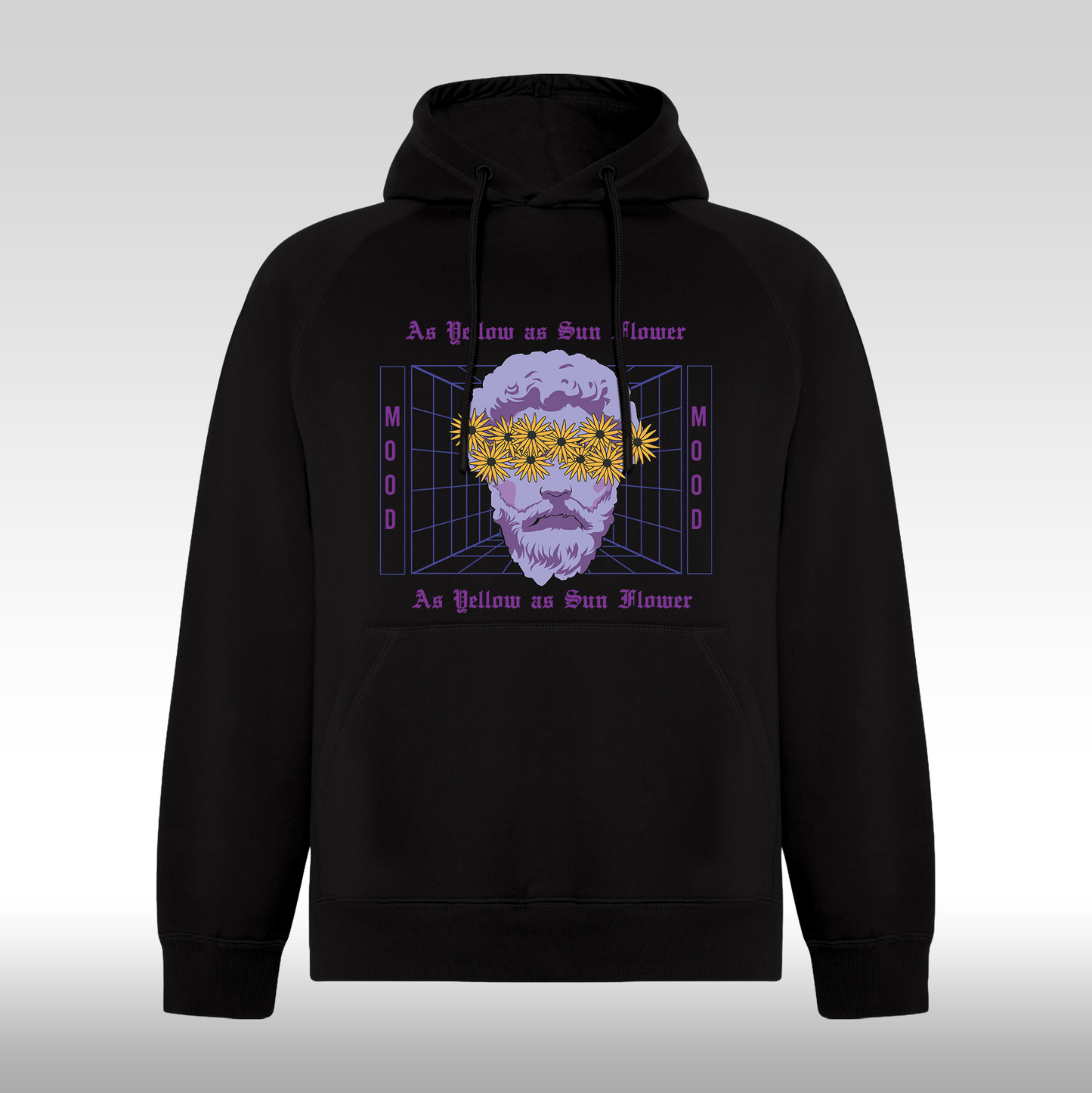 Hanorac negru personalizat urban "As Yellow As Sun Flower" streetwear
