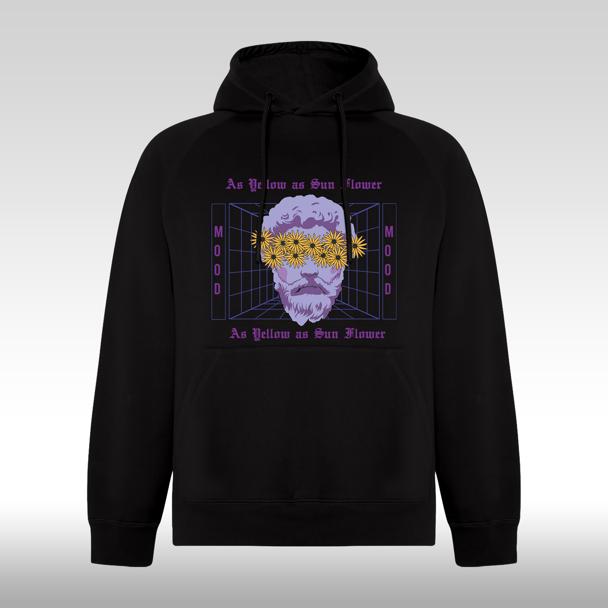 Hanorac negru personalizat urban "As Yellow As Sun Flower" streetwear
