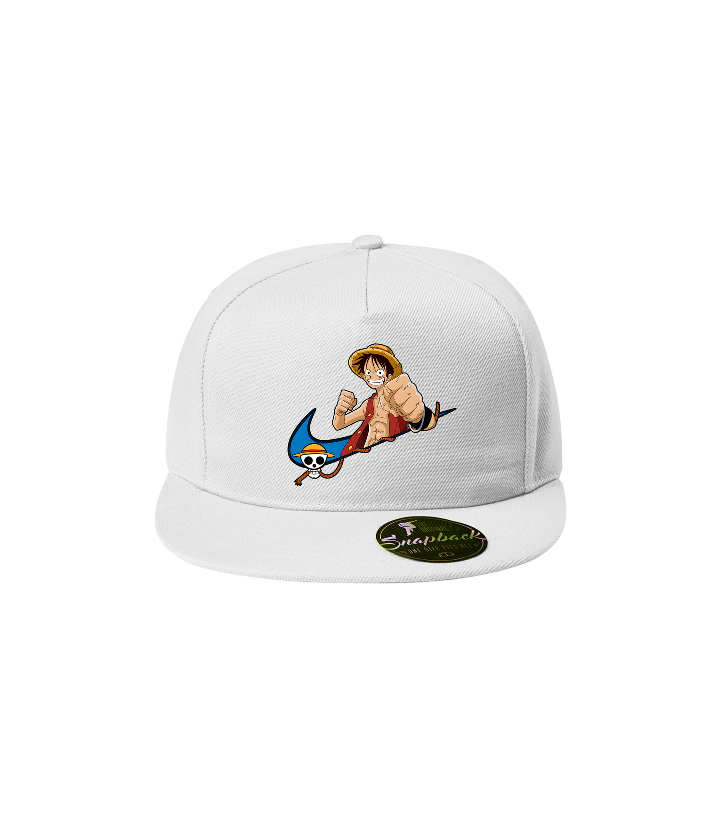 Sapca alba personalizata rap urban "Monkey D. Luffy" streetwear
