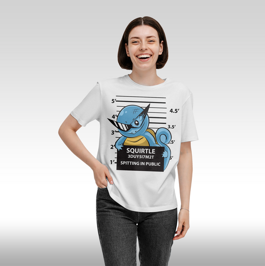 Tricou Alb personalizat bumbac Fata Dama anime "Pokemon Squirtle" streetwear
